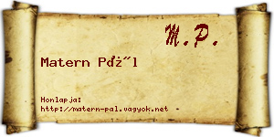 Matern Pál névjegykártya
